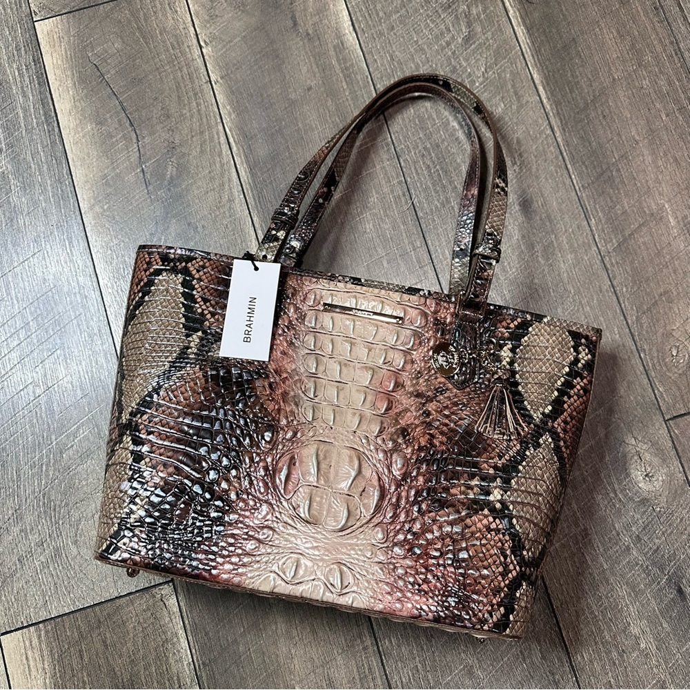 Brahmin Medium Asher Croc-Embossed Leather Tote Bag